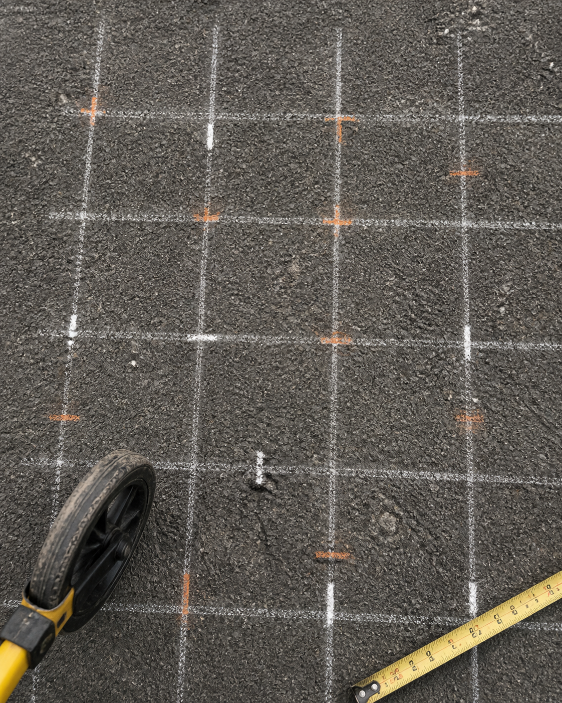 A measured field survey grid used to organize investigation passes